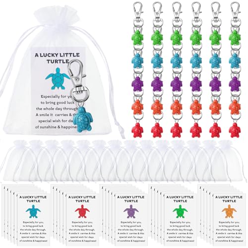 Porte-clés tortue de mer en cadeau d'invité Landical avec sa pochette en organza raffinée