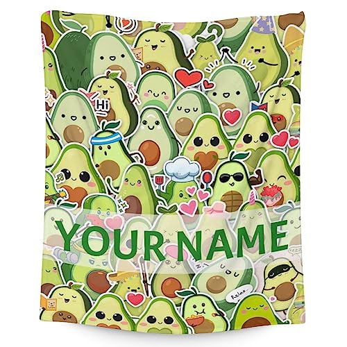 Blanket for Girls - 60"x80" Personalized Cute Avocado Throw Gifts - Colorful Soft Fuzzy Blankets for Bed, Couch & Living Room