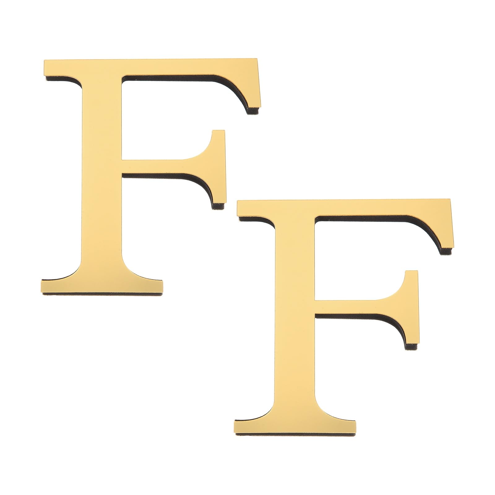PATIKIL 2 Pcs 4 Inch 3D Acrylic Alphabet Mirror Wall Stickers Letter F Self-Adhesive Home Decor Letter Sign Art Sticker Decal for DIY Home Decoration Light Gold
