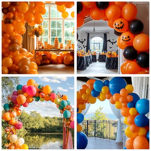 Image of RUBFAC 135pcs Orange Balloons Different Sizes 18 12 10 5 Inches, Burnt Orange Fall Balloon Arch Kit Garland for Halloween Party Thanksgiving Baby Shower Birthday Decoration