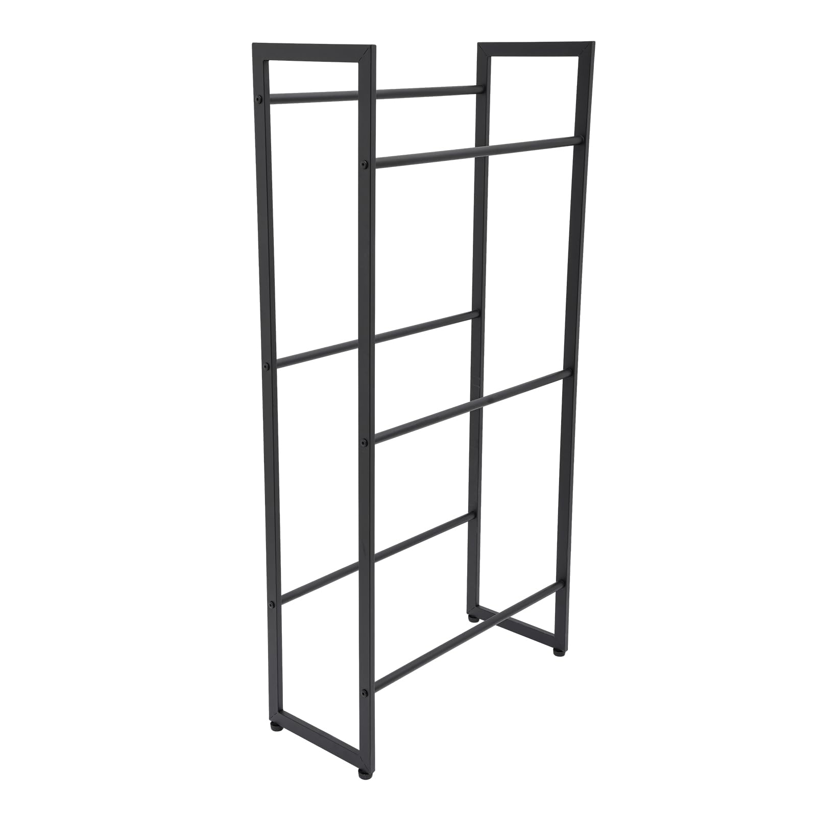 GramStudio 3-traps krattenrek voor 6 kratten, 71 x 30 x 140 cm, metalen kistenrek, rek, kratten met verstelbare poten, zwart