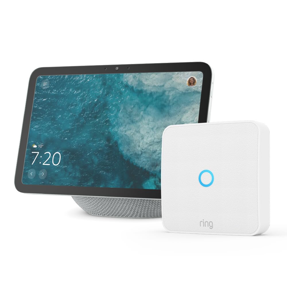 Echo Show 8, pantalla HD de 8,7" con audio espacial y Alexa, blanco y Ring Intercom Video, Haz tu interfono mรกs inteligente