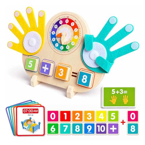 Product Image of the Quliwise 2-in-1 Math Manipulatives Number Counting Blocks Toys & Teaching Clock...
