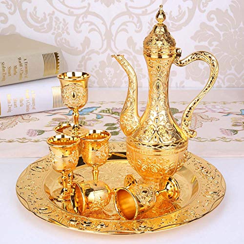 LUCY STORE European Russia Creative Retro Palace Metal Wine Set Wedding Gift Home Flagon Set Decoration Eight Sets (Color : B) LUCY STORE European Russia Creative Retro Palace Metal Wine Set Wedding Gift Home Flagon Set Decoration Eight Sets (Color : B)