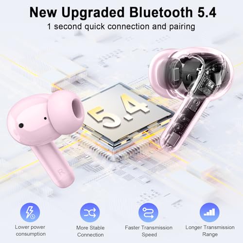 Image of Bluetooth 5.4 Earbuds, 2026 Wireless Headphones 3D-Stereo Deep Bass Ear Bud, 4 ENC Noise Cancelling Mic, 40+Hrs USB-C Earphones, IP-X7 Waterproof Headset Sport Gym Workout for Laptop Pad Android iOS