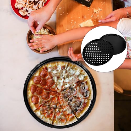 Plaques à pizza perforées lot de 2 en acier carbone antiadhésif pour cuisine maison - 8