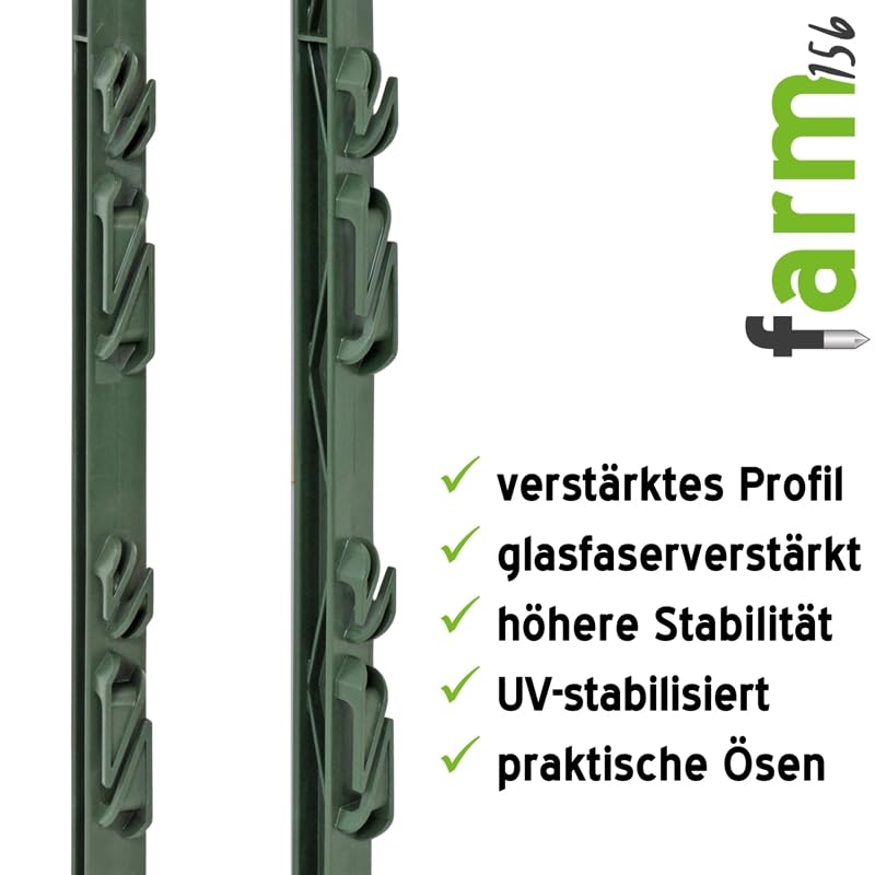 VOSS.farming 40x Weidezaunpfähle Farm 156", 156 cm, 11 Ösen, grün
