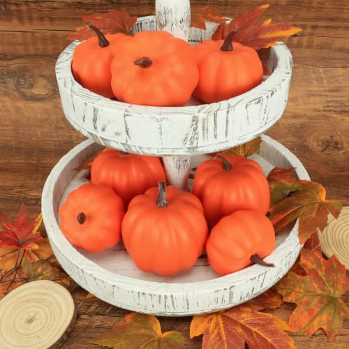 Image of Ghrdopy Fake Pumpkins, 8 Pcs Orange Artificial Pumpkins, Plastic Pumpkins for Thanksgiving Party Table Centerpiece Autumn Home Decoration-A