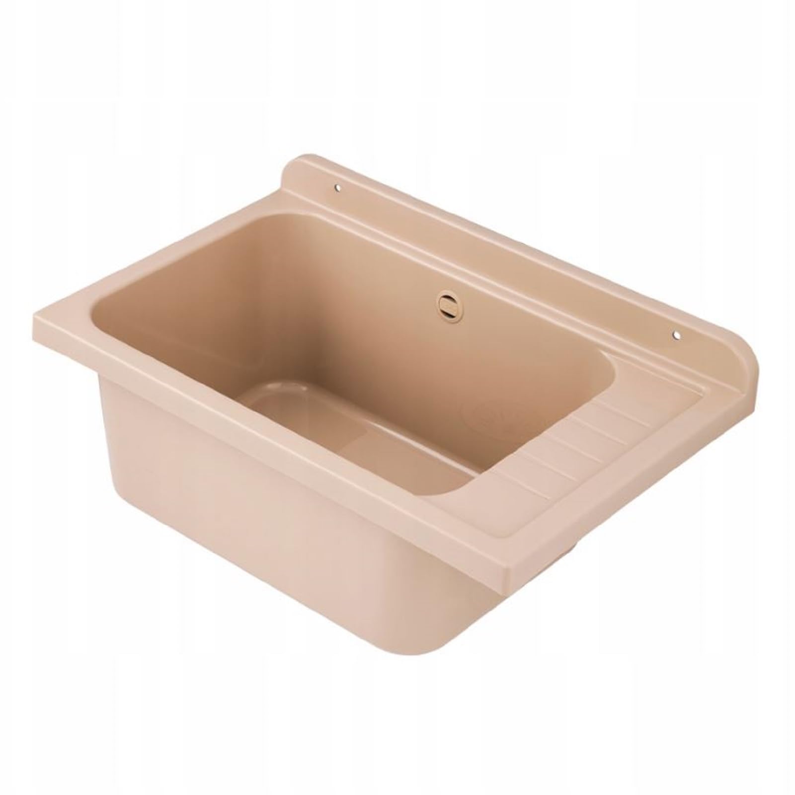 Lavandino, catino, lavandino in plastica per esterno, giardino, garage, cantina, stanza di lavaggio, officina (Beige)