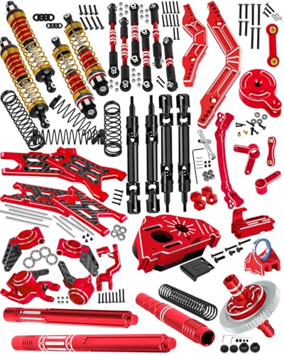 RCHuiWow RC Upgrades Part for 1/10 Senton/Granite 3S &550,Shocks,Driveshafts,A Arms,Turnbuckles,Caster Block Set,Gearbox,25T Servo,58T Slipper,Center CVD &Support,Shock Towers,Steering,Red