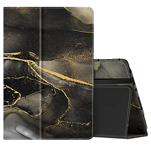 Image of MoKo Case Fits All-New Kindle Fire HD 10 & 10 Plus tablet (13th /11th Generation, 2023 /2021 Release) 10.1 inch - Slim Folding Stand Cover with Auto Wake /Sleep, Marble Black Gold