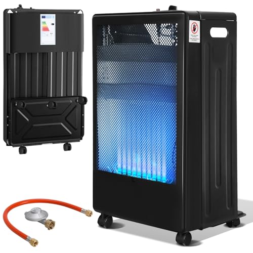 Peviasot Riscaldamento a gas per interni, 3800 Watt, riscaldatore a gas per bombole di gas fino a 15 kg, con regolatore di pressione del gas
