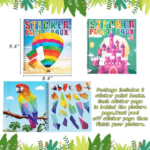 Image of 90shine 2PCS Sticker Books for Kids Ages 4-8 Multicolor Design Party Gift Create 22 Pictures