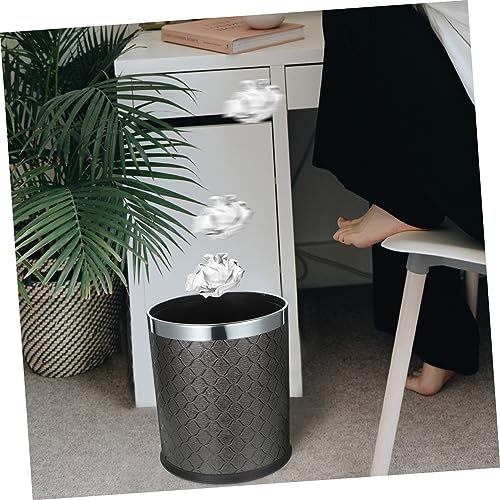 Caneca de basura rectangular de plástico negra miniatura 2