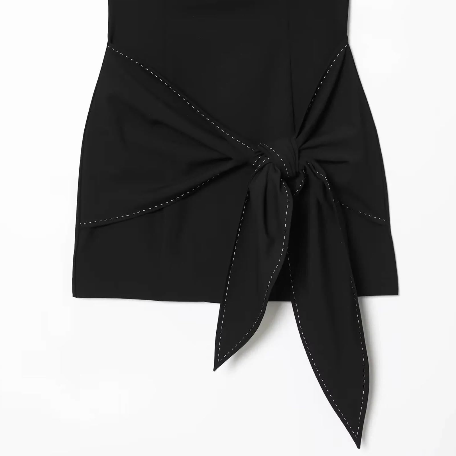 Vestido Corto para Mujer Moda de otoño Invierno con Costuras hacia atrás con Camiseta con Cremallera Ropa de Noche Francesa Chic Femenina