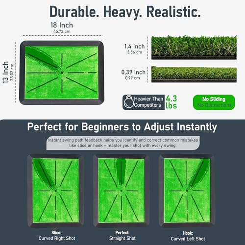 3 in 1 Golf Hitting Mats Training Equipment, 3 Replaceable Golf Practice Mat, Lightweight Portable, Anti Slip, Rubber Base, Heavy-Duty Foldable Mats for Indoor & Outdoor - Image 2