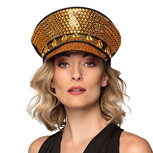 Boland 33023 Sunny Vibes Hat Black Gold with Gemstones Rock Star Punk Lady Hat Costume Carnival Theme Party - Image 4