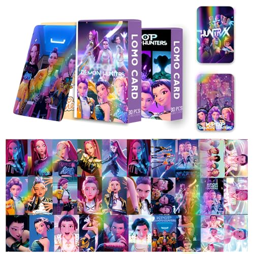 GWEOR 30 Cartes à Collectionner Demon Hunters - Merch K-Pop, Cadeau d'anniversaire pour Fans, à Imprimer pour Les Adolescents