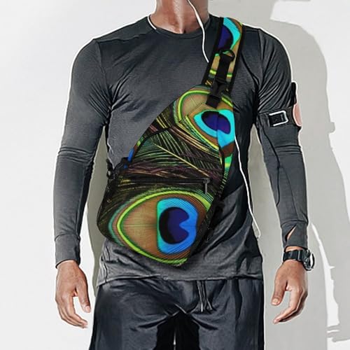 Bolso tipo bandolera con diseño de plumas para senderismo miniatura 7