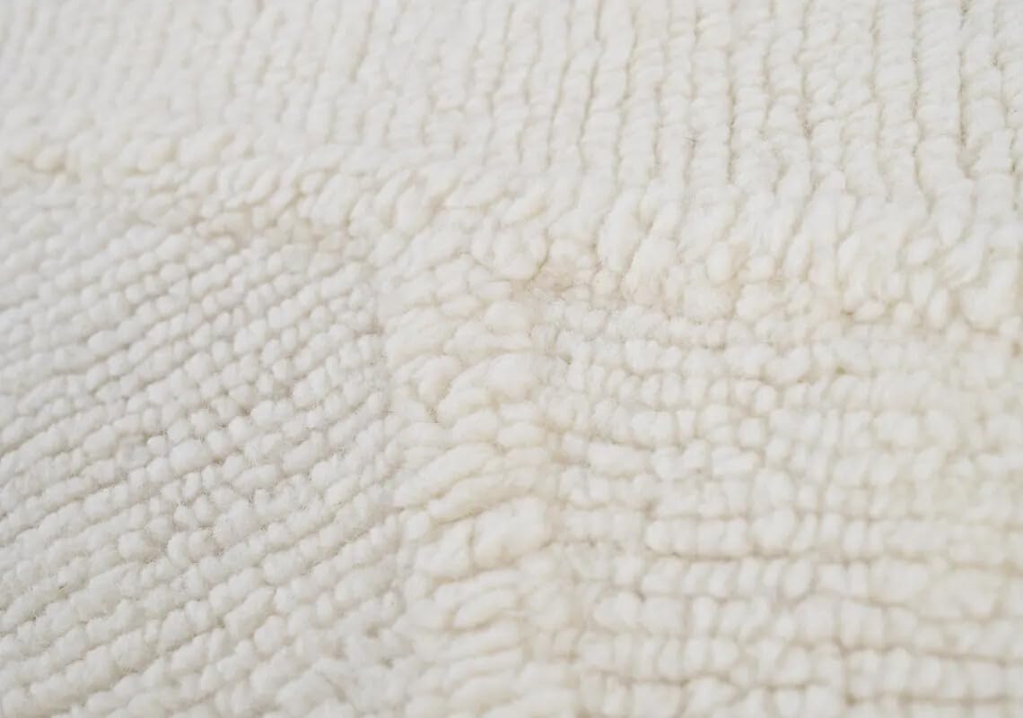Hand Woven Ivory Wool Rectangular Abstract Geometric Textured Living Room Area Rug 54 Pounds 8.0x10.0