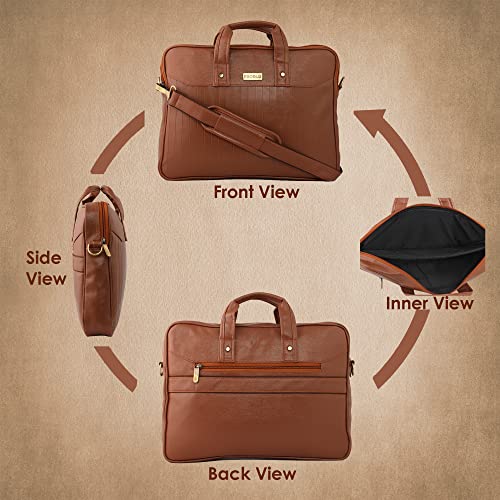 Image of Probus 13-Inch / 14 Inch / 15.6 Inch Vegan Leather Laptop Messenger Bag Sleeve Case Cover for MacBook Office Executive