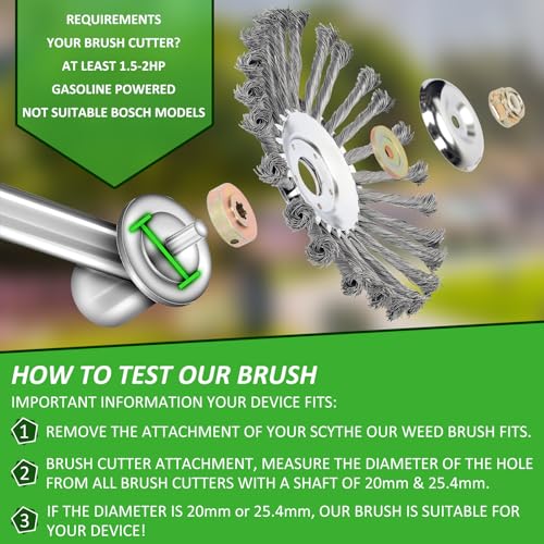 2 Pcs Unkrautbürste für Freischneider & Motorsense, 25,4mm Bohrung,Freischneider Zubehör Jäten Drahtbürste（6 Zoll+8 Zoll）