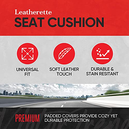 Motor Trend Seat Covers for Cars Trucks SUV, Faux Leather Full Set Gray Padded Car Seat Covers with Storage Pockets, Premium Interior Car Seat Cover by Motor Trend - Image 2