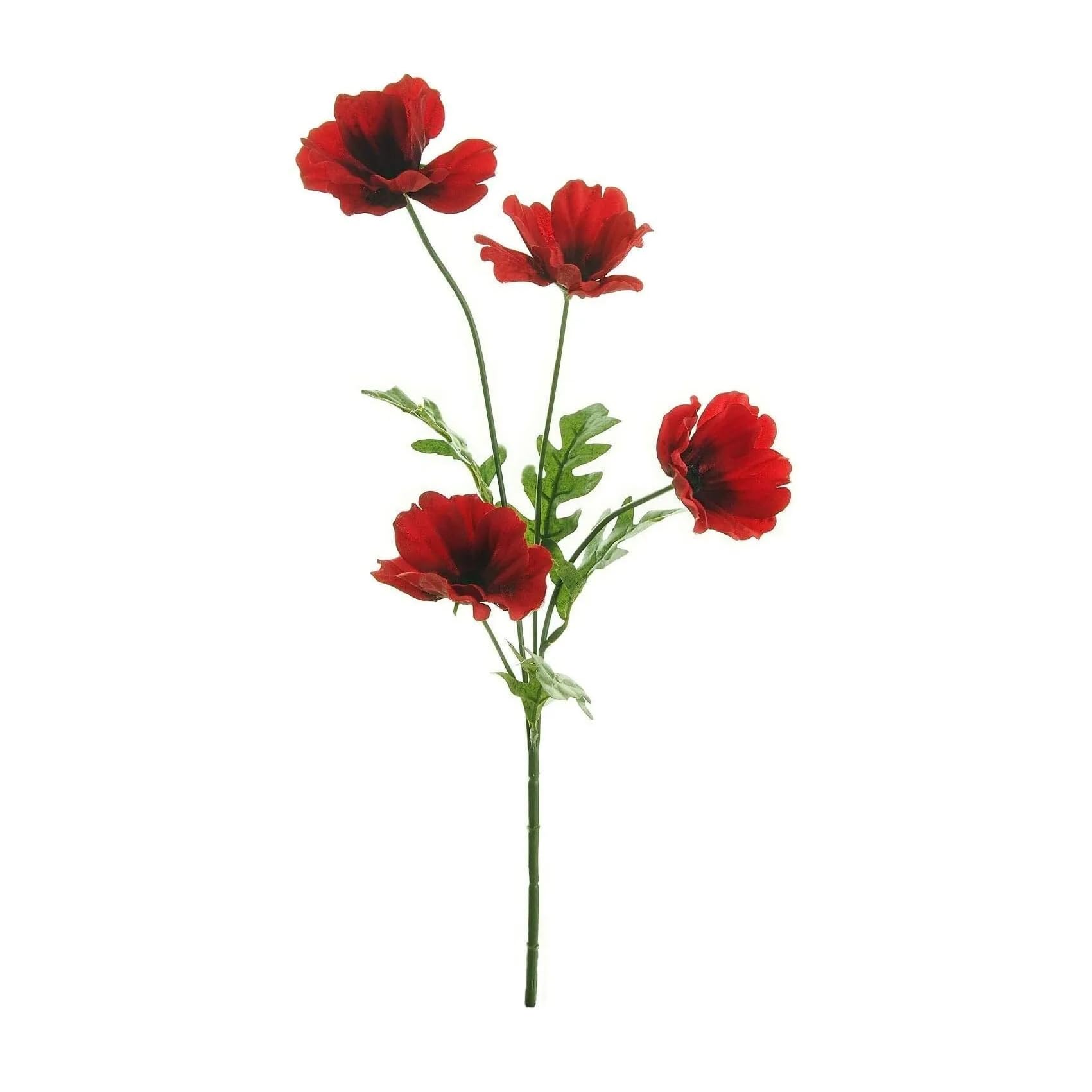 Homestreet Red Wild Poppy Flower Stem With 4 Heads, 45Cm, Artificial Floral Indoor Outdoor Home Decor