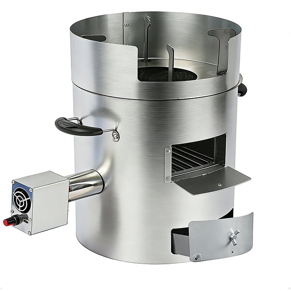 Portable Wood Burning Camp Stove, Compact Gasifier Stove USB-Powered Fan with Manual Air Vent, Detachable Blower for Backpacking Hunting Outdoor Extreme Weather Heating