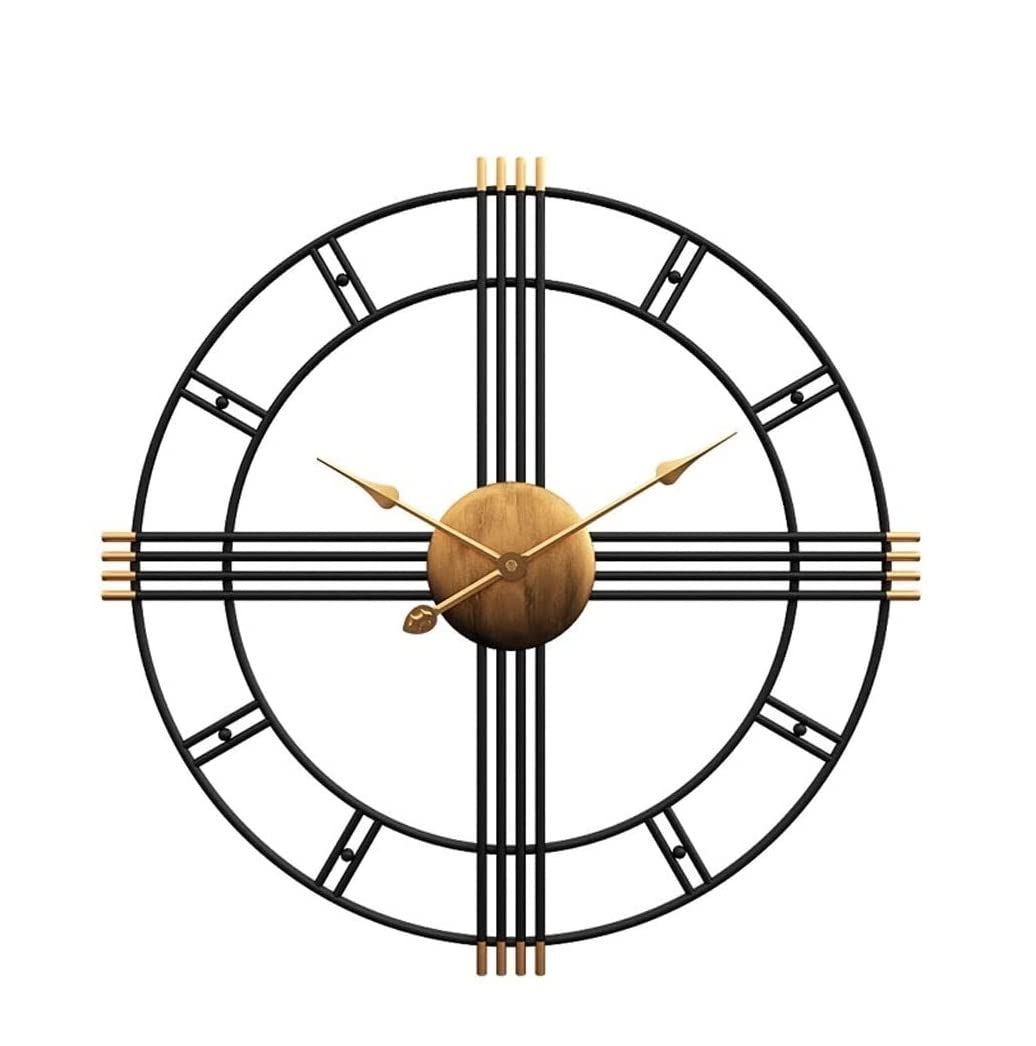 KRXSOBNV wall clock, Wall Clock Retro Creative Openwork Iron Living Room Roman Numeral(60cm)