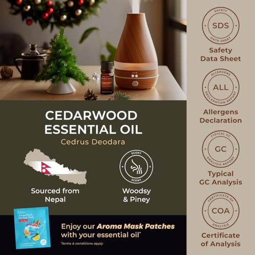 Image of 100% Pure Cedarwood Essential Oil - 0.34 Fl Oz - Cedarwood Oil for Hair, Skin, Diffuser, Aromatherapy & DIY Candle Making Scent