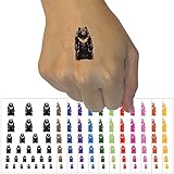 Standing Asian Black Bear White Chested Moon Bear Temporary Tattoo Water Resistant Fake Body Art Set Collection - Dark Blue (One Sheet)