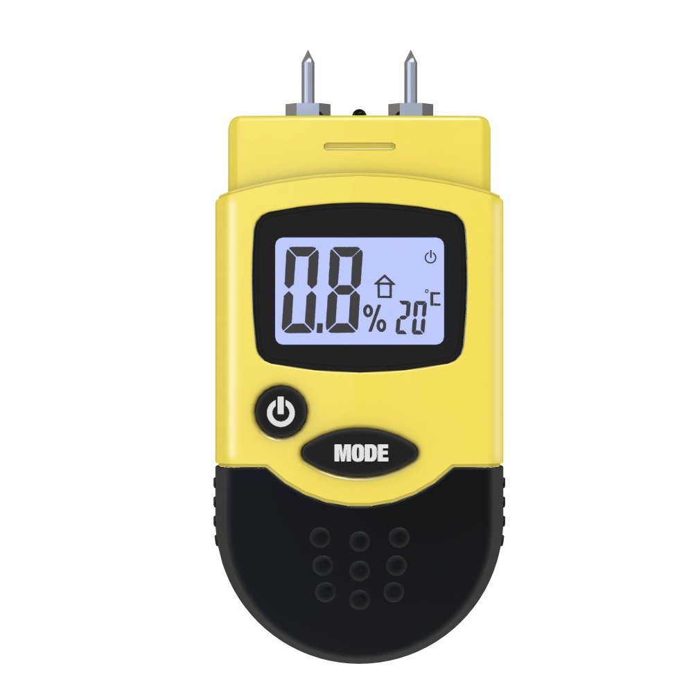 TROTEC BM12 Humidimètre - Testeur d'humidité à broches professionnel, compact, écran lumineux rétro-éclairé - pour bois de chauffage, matériaux divers