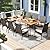 Tangkula 9 Pieces Outdoor Patio Dining Set, Wicker Patio Furniture Set of 8 Armchairs with Soft Cushions and Acacia Wood Square Table with Umbrella Hole for Backyard Garden Deck Porch