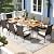 Tangkula 9 Pieces Outdoor Patio Dining Set, Wicker Patio Furniture Set of 8 Armchairs with Soft Cushions and Acacia Wood Square Table with Umbrella Hole for Backyard Garden Deck Porch