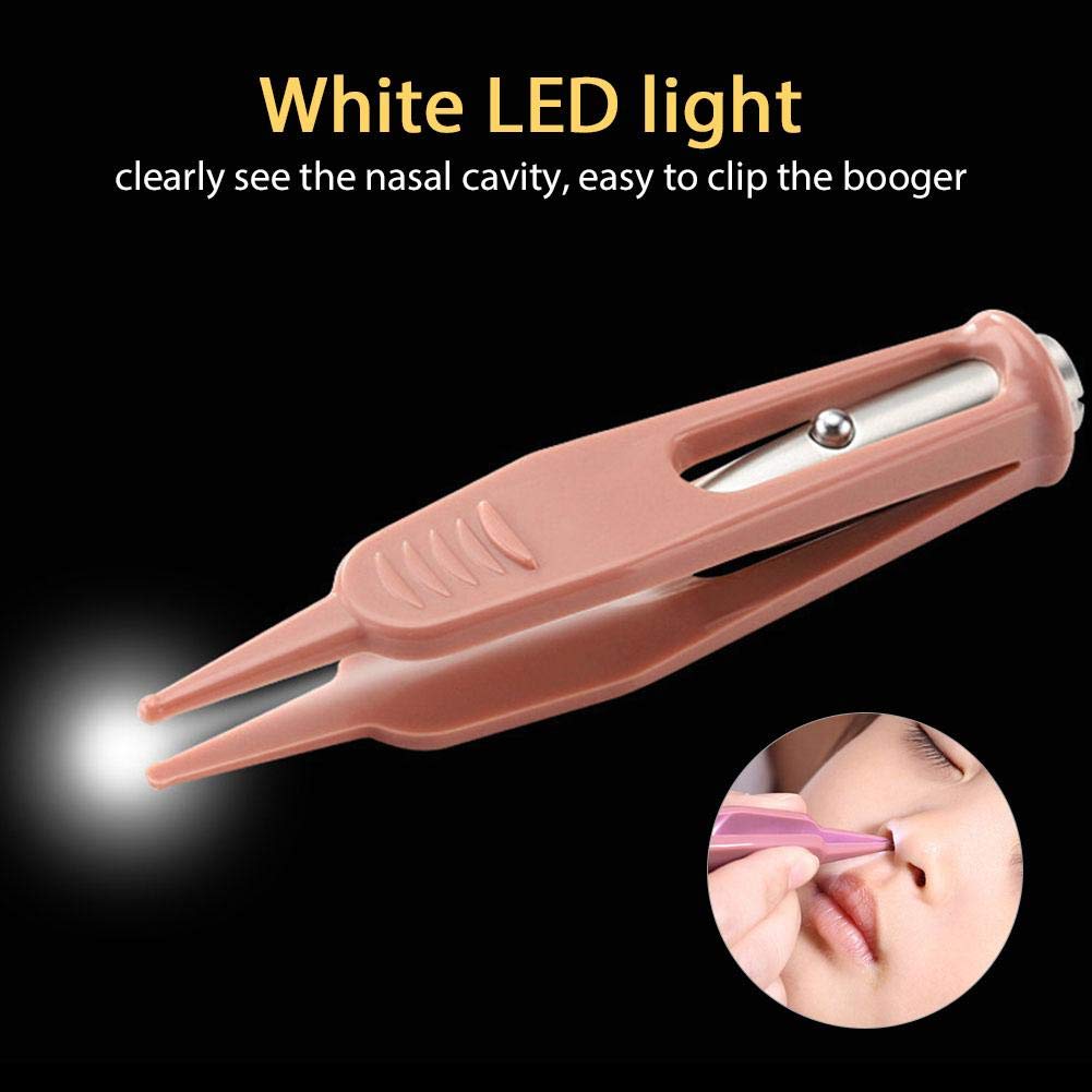 Pinza Nasale per Neonati Antiscivolo Testa Rotonda Sicurezza Orecchio Naso Ombelico Strumento Clip Cleaner con Luce LED per Ragazzo Ragazza