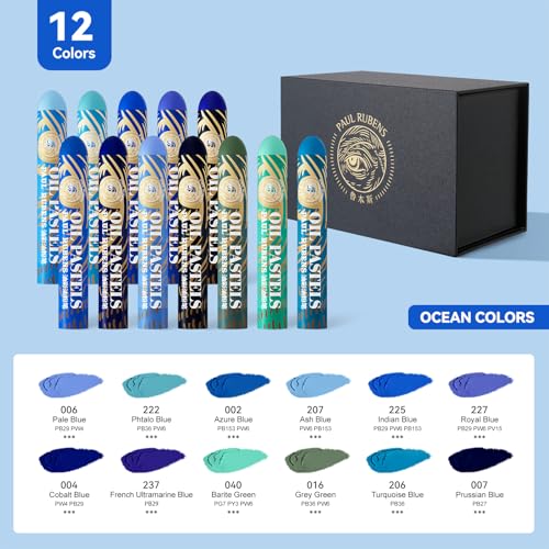 Paul Rubens Oil Pastels, 12 Sea Colors Super Jumbo HaiYa Artist Soft Oil Pastels Vibrant and Creamy - Image 2