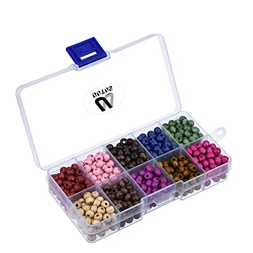 Cuentas Redondas de Madera con Caja para Fabricación de Joyas, Colores Variados, 700 Piezas, 6 mm
