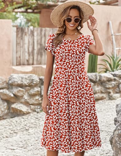Image of ZEAGOO Womens Casual Dresses for Summer Short Sleeve Flare Midi Dress Loose Flowy Beach Sundress