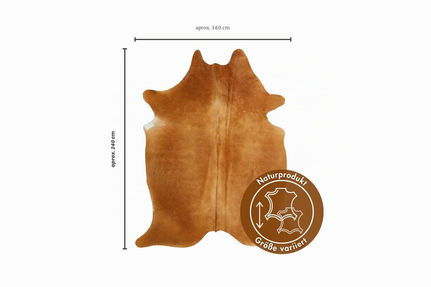 -Luxor- Living alfombra de Piel de Vaca auténtica – Natural para atmósfericas viviendas realistas – Alfombra de Pelo – Aprox. 160 x 240 cm marrón Liso