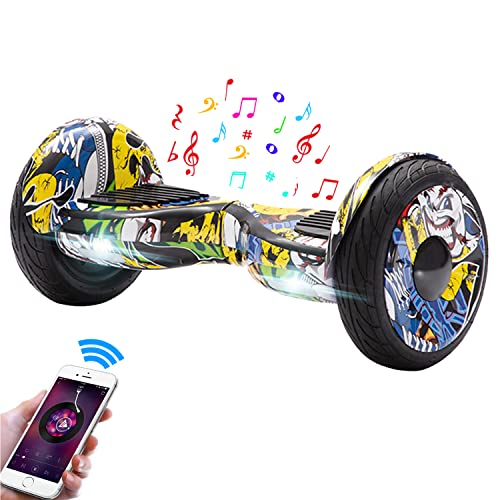 Hoverboards de 10 Pouces, Hoverboard 700 Watts, Bluetooth et LED Auto-équilibré Scooter électrique Auto-équilibrage pour Enfant et Adult (Hip-Hop)