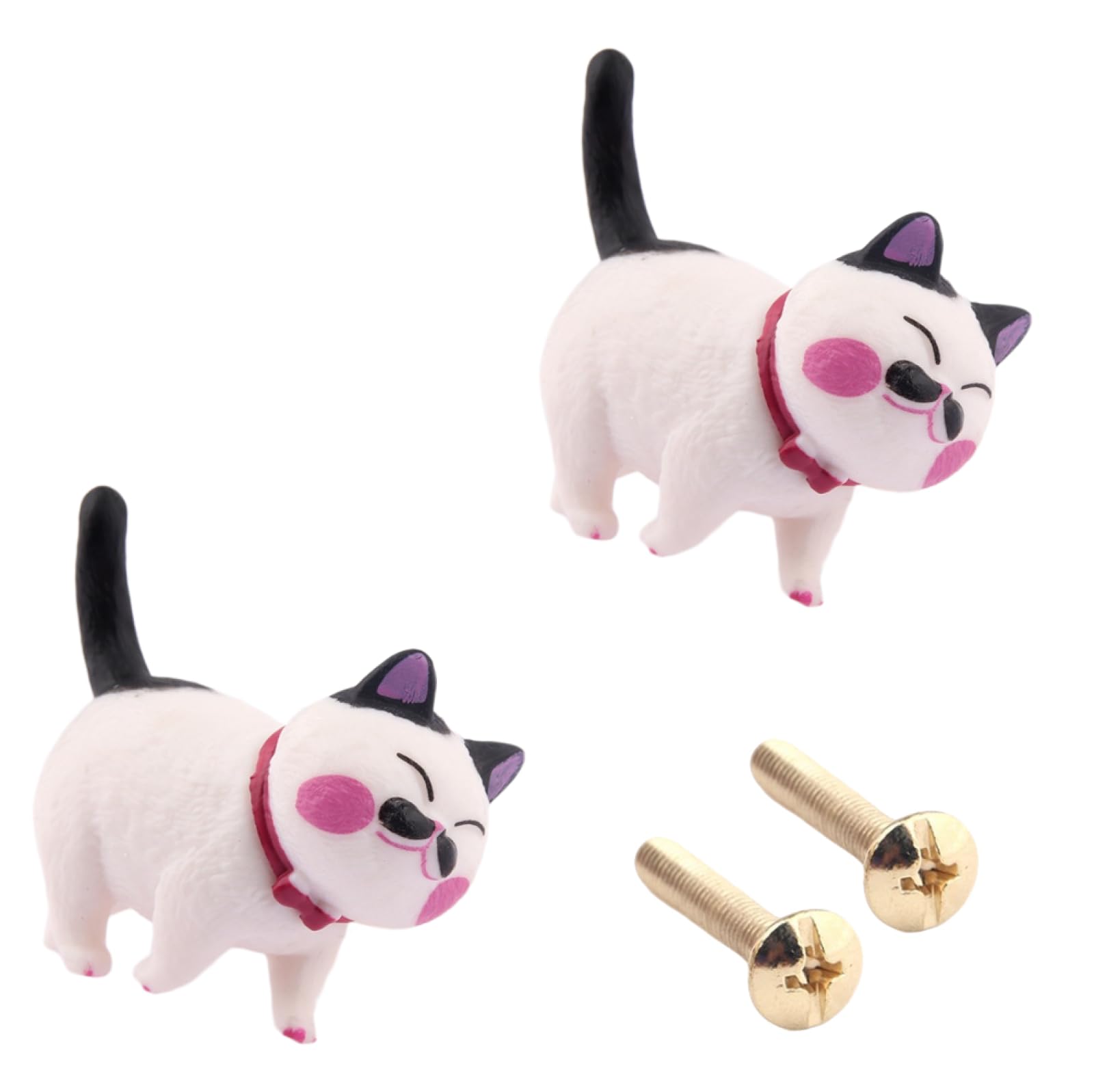 ZJkHAOJ Cabinet Handles 2 Pack Brass Rotatable Cat Handle Cartoon Wardrobe Door Knob Cute Drawer Knob Cow Cat (NO.6)(Bearded cat)