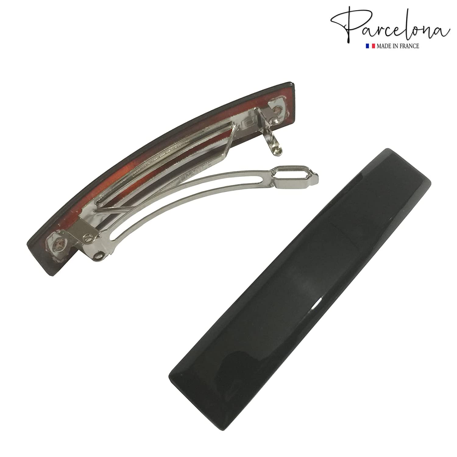 French Hair Clips Set of 2 Black Shell Brown Celluloid Strong Hold Barrette Amazon.com : Parcelona French Bar Set of 2 Black and Shell  main image 3