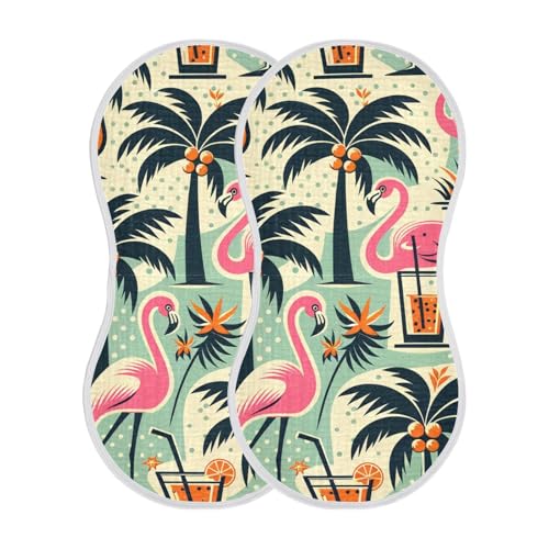 Muslin Burp Cloth for Baby 1PC Tropical Trees Flamingos Drinks Super Absorbent Burping Cloths, Bibs for Newborn Boys Girls2