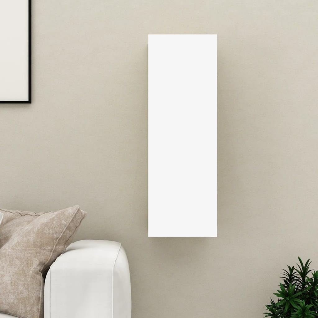 vidaXL Mueble para TV Colgante Soporte Armario Aparador Estante Salón Sala de Estar Decoración Entretenimiento de Contrachapada Blanco 30,5x30x90 cm