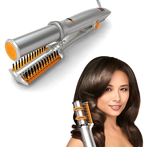 2 In 1 Hair Curler And Straightener, Ceramic Curling Iron Thermostat Dry And Wet Hairbrush Rotating Iron Curling Tongs Hairdressing Tool