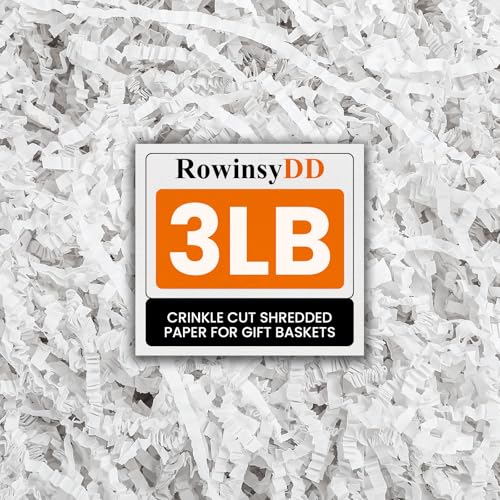 RowinsyDD 3LB White Crinkle Paper Filler Cut Shredded Paper for Gift Baskets Packaging Wrapping Cushion Stuffing Box Confetti Filler for Easter Christmas Wedding Birthday Bridesmaid