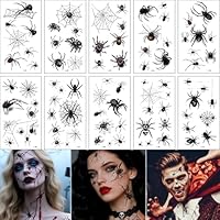 Halloween Face Stickers, Halloween Spider Temporary Tattoos, halloween Face Tattoos for Kids & Adults, Easy to Apply & Remove, Long-lasting Scary Makeup Stickers for Party, Cosplay & Fancy Dress 10pcs