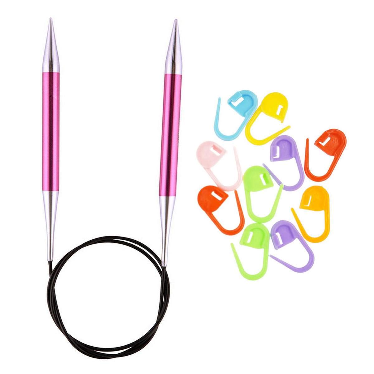 Knitter's Pride Knitting Needles Zing Fixed Circular Knitting Needles 32 inch with 10 Artsiga Crafts Stitch Markers Size US 15 (10mm) NM073520