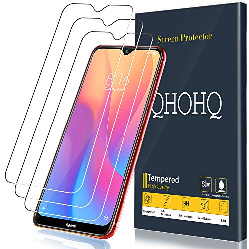 [3-Pack] QHOHQ Screen Protector for Xiaomi Redmi 8,Xiaomi Redmi 8A,[9H Hardness] HD Transparent Scratch-Resistant [Bubble Free] Tempered Glass
